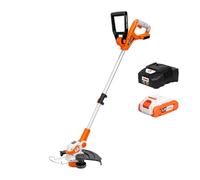 RURIS Trimmer Coupe-Bordure sans Fil 2024e - Moteur Électrique avec Balais, Diamètre de Coupe 300 mm, Batterie Li-ION 20V 4Ah et Chargeur Inclus, Orange