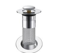 Rurunklee Attrape-cheveux pour lavabo de salle de bain, filtre de vidange pour lavabo de salle de bain, tuyau d'évacuation pop-up en acier inoxydable avec noyau en laiton, bouchon de lavabo, filtre de