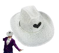 Rurunklee Chapeau de cowboy à paillettes, chapeau de cowboy disco à large bord, accessoire de fête, accessoires de costumade, pour homme et femme