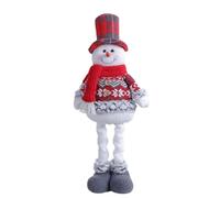Rurunklee Décorations de Noël - Figurine de bonhomme de neige en peluche avec longs pieds rétractables - Décoration de Noël - Décoration d'intérieur - Poupée douce pour porte, fenêtre, table, arbre de
