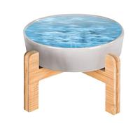 Rurunklee Gamelle surélevée en céramique pour chats, bols surélevés pour chats en céramique, bol anti-vomi pour animaux de compagnie avec support en bois, bol d'alimentation en céramique pour chats,