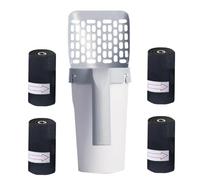 Rurunklee Pelle à litière pour chat avec support, pelle à litière pour chat avec poubelle et recharge de 80 sacs, pelle portable de grande capacité