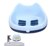Rurunklee Porte-Savon en Forme de Chat - Double Couche - Gain de Place - Ventouse puissante - Auto-drainant - pour Salle de Bain