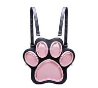 Rurunklee Sac à dos pour écolières - Sac d'école en forme de patte de chat pour enfants, sac de rangement, grand sac de rangement pour poupée en peluche, voyage pour les amoureux des chats, noir/noyer