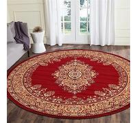 Rururug Grand Tapis Moderne Tapis Rond antidérapant Tapis Ø 150 Cm Tapis pour Salon Chambre Canapé Cuisine, Salle à Manger Fleur Rouge Vintage