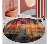 Rururug Grand Tapis Moderne Tapis Rond antidérapant Tapis Ø 150 Cm Tapis pour Salon Chambre Canapé Cuisine, Salle à Manger Géométrie Abstraite Jaune Rouge