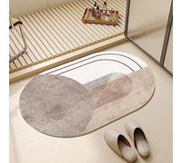 Rururug Lignes minimalistes Gris Clair Beige Tapis Grand Ovale, Lavable Antidérapant Tapis Salon Décoratif Canapé Jeu l'intérieur et l'extérieur Tapis, 120 x 160 cm