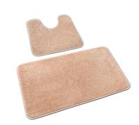 Rururug Lot de 2 tapis de bain antidérapants lavables en microfibre pour salle de bain et toilettes, beige, 50 x 80 cm + 50 x 40 cm