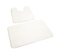 Rururug Lot de 2 Tapis Salle de Bain, Tapis WC Contour et Tapis de Bain Blanc, Microfibre Antidérapants Lavable en Machine, 50 x 80 cm + 50 x 40 cm