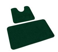 Rururug Lot de 2 Tapis Salle de Bain, Tapis WC Contour et Tapis de Bain Vert, Microfibre Antidérapants Lavable en Machine, 50 x 80 cm + 50 x 40 cm