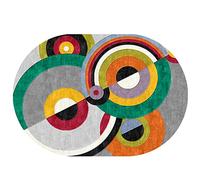 Rururug Ovale Grande Tapis Contemporain et Moderne Tapis Salon Chambre à Coucher Tapis de décoration Protection du Sol,Lignes de Demi-Cercle Multicolores,Oval 180 x 250 cm