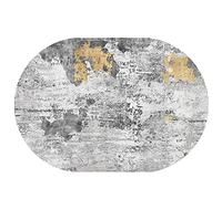 Rururug Ovale Tapis de Passage Couloir Salon entrée Moquette décoration d'intérieur Tapis Lavable antidérapant Chevet cheminée, Contemporain décontracté Gris Jaune Abstrait,Oval 70 x 120 cm
