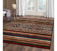 Rururug Rectangle Tapis de décoration Antidérapant Design Moderne Lavable Poils Ras Salon Chambre Grand Tapis Intérieur, Motif rayé Multicolore foncé Rectangular 160 x 230 cm