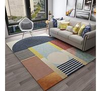 Rururug Tapis Carré 150 x 150 cm Design Moderne Décorations pour la Maison ou Le Bureau, Salon Salle à Manger Chambre, Géométrie en Demi-Cercle Multicolore Gris-Jaune,Square 150 x 150 cm
