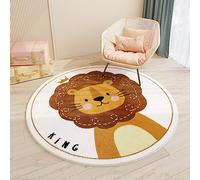 Rururug Tapis Chambre Enfant Bebe Fille Garcon Rond Ø 140 cm Lion couronné de Dessin animé Brun Tapis Rampant pour Bébé Grand Tapis Doux Petite Chambre d'enfant Salon