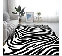 Rururug Tapis de Cuisine Tapis Long Couloir, Lavable antiderapant Tapis Cuisine Devant evier pour Cuisine, Couloir, Passage, Chambre imprimé zèbre Blanc Noir 200 x 300 cm