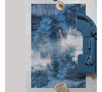 Rururug Tapis de Salon Chambre Déco Salle à Manger Lavage en Machine Moquettes de Poils Courts,Tapis Antidérapant Lavable,Bleu Gris Abstrait, Rectangular 120 x 200 cm