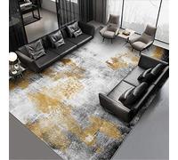 Rururug Tapis De Salon Moderne Décoration de la Maison Encre d'or Gris Noir Abstrait Simple Chambre Grand Tapis De Sol Tapis Antidérapants 200 x 300 cm (79'' x 118'')