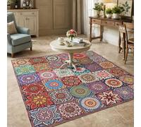 Rururug Tapis Lavable Antidérapant 80x120cm, Doux à Poils Courts pour Salon, Chambre, Salle à Manger, Cuisine, Terrasse, Couloir Floral Abstract Colorful