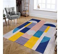Rururug Tapis,Multicolor Blue, Rectangular 100 x 160 cm, Multicolour Geometric Design, Tapis Protection du Sol,Salon Salle Manger Table Bureau Maison Cuisine Couloir Balcon,