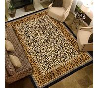 Rururug Tapis Rectangle Lavable antiderapant Canapé Natte Descente de lit Chambre paillasson Cuisine Salon Entree Interieur,Motif léopard Jaune Marron Noir Rectangular 120 x 180 cm