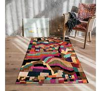 Rururug Tapis Rectangulaire pour Couloir Tapis Passage Cuisine entré Antidérapant Facile d'entretien Moderne Lavable Design,géométrie Multicolore Abstraite,Rectangular 100 x 160 cm