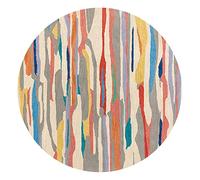 Rururug Tapis Rond Antidérapant Lavable Protection du Sol,Salon Salle Manger Table Bureau Maison Cuisine Couloir Balcon, Rouge Jaune Gris Beige Multicolore Round ø120cm
