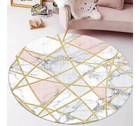 Rururug Tapis Salon Carpette Rond Anti-Glissant Carpette Croix en Fil d'or Motif marbre Imitation Rose Salon Anti Slip Tapis de Sol Grand pour Couloir ø 120CM