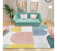 Rururug Tapis Salon Moderne Poils Ras Confortable Tapis Bloc de Couleur géométrique en Forme de dégradé Déco Rectangle Antidérapant Lavable140×200CM (4ft7 x 6ft6)