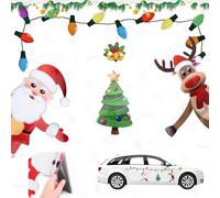 Ruryxel 22 Pièces Decoration Noel Voiture, Aimants Réfléchissants de Noël pour Voiture, Aimants de Réfrigérateur de Noël avec Ampoule, Fils, Père Noël,Renne,Arbre de Noël, pour Portes Garages, Voiture