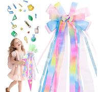 Ruryxel Nœud Décoratif pour Cônes D'école, 60 × 20 cm Noeud Conique Scolaire, Noeud Cône en Sucre Multicolore, Décoration de Rentrée Scolaire, Décoration de Cartable pour Garçons et Filles