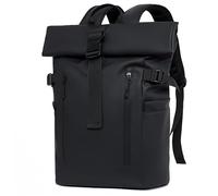 Ruschen RollTop Sac à dos pour homme et femme, pour ordinateur portable, sac à dos de vélo, sac d'école, sac à dos de voyage, sac à dos pour ordinateur portable 15,6 pouces, Noir , L