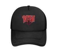 Rush-Adult Casquette de baseball en maille de couleur unie Rock Band 2112-Star Trucker Mesh Fitted Cap Merch réglable Snap-Back Dad Casquette de pêche pour homme Protection solaire Unisexe, Rush-1,