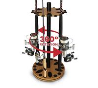 Rush Creek Creations Porte Rond Rotatif 24 pièces avec Double Clips de Canne à pêche - Assemblage sans Outil Support Mixte Adulte, Stratifié Grain de Bois, 15x15x32