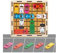 Rush Hour Jeu de Société en Bois pour Garçons Filles, Jeu de Logique Casse-tête Embouteillage Puzzle 120 Défis 5 Niveaux Jouets