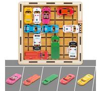 Rush Hour Jeu de Société en Bois pour Garçons Filles, Jeu de Logique Casse-tête Embouteillage Puzzle 120 Défis 5 Niveaux Jouets Éducatifs Famille Jeux Voyage Cadeau Enfant 4 5 6 7 8 9+ Ans