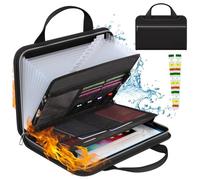 Rushclick File Folder,KatieWells File Folder - Large Capacity A4 Fireproof Files Folders with Handle,13pocket, Fireproof & Waterproof Protects Fits A4/Letter Documents (1PCS)