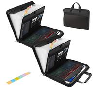 Rushclick File Folder,KatieWells File Folder - Large Capacity A4 Fireproof Files Folders with Handle,13pocket, Fireproof & Waterproof Protects Fits A4/Letter Documents (2PCS)