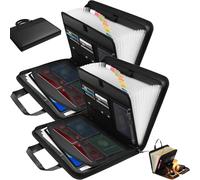 Rushclick File Folder, Large Capacity A4 Files Folders with Handle, Accordion File Organizer, Expanding Files Organizer, with Pockets and Colored Tabs Portable (2PCS)