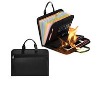 Rushclick File Folder, Large Capacity A4 Fireproof File Folder with Handle, fireproof file folder, with 26 Pocket, Detachable and Portable (With handle)