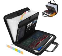 Rushclick File Folder, Large Capacity A4 Fireproof File Folders with Handle and Colored Tabs, Fireproof & Waterproof File Folders for A4/Letter Size Document Protection