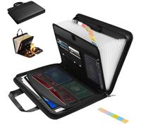 Rushclick File Folder, Large Capacity A4 Fireproof Files Folders with Handle, Accordion Files Organizer with Lock with 13 Pocket, Portable Detachable File Jackets, Protects Fits Documents (1pcs)