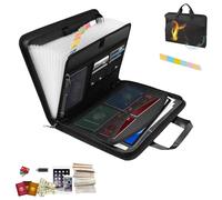 Rushclick File Folder,Large Capacity A4 Fireproof Folder with Handles And Colored Labels, Multiple Compartments, Waterproof And Fireproof,Suitable for Office Students Home (1)