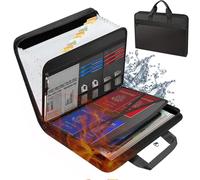 Rushclick File Folder,Rushclick Expanding File Folder,13 Pockets Large Capacity A4 Fireproof Files Folder with Handle & Colored Tabs,Waterproof Portable File Organizer,Fits A4/Letter Documents