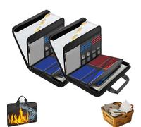 Rushclick File Folder,Rushclick Expanding File Folder,Large Capacity A4 Fireproof and Water-Resistant File with Handle,Secure Zipper and Color Label Design Can Protect and Identify the Data (2pcs)