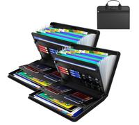 Rushclick File Folder - Rushclick Expanding File Folder, Large Capacity A4 Fireproof with Handle (2Pcs)