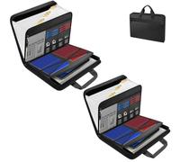 Rushclick File Folder, Rushclick File Folder Organizer, Large Capacity A4 Fireproof and Waterproof File Folders with Handle with Secure Zipper Closure for A4/Letter Documents (2Pcs)