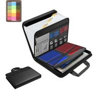 Rushclick File Folder, Rushclick - Large Capacity A4 Fireproof File Folder with Handle, Fireproof & Waterproof Files, 48 Colorful Labels 24 Label Slots Colorful Design for Classification (Black,1Pcs)