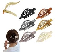 Rushclick Hair Clip,Shopellox Hair Clips, 6PCS French Hair Clip for Half up Half Down, 2025 New Anti-Slip Strong Hold Large Claw Clips,Casual Versatile Solid Colour Flat Matte Barrettes for Women (6D)