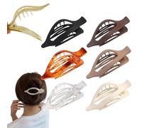 Rushclick Hair Clip,Shopellox Hair Clips, 6PCS French Hair Clip for Half up Half Down, 2025 New Anti-Slip Strong Hold Large Claw Clips,Casual Versatile Solid Colour Flat Matte Barrettes for Women (6I)